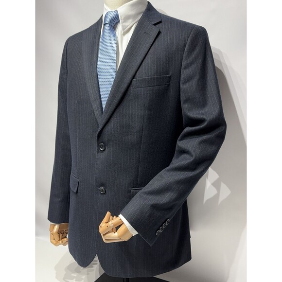 Banana Republic Navy Blue Pinstripe Blazer Tailored Slim Fit Men's Size 44R - Picture 5 of 10